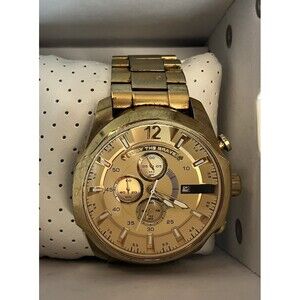 Men's DIESEL DZ4283 Mega Chief Gold-Tone Chronograph Watch Stainless Steel